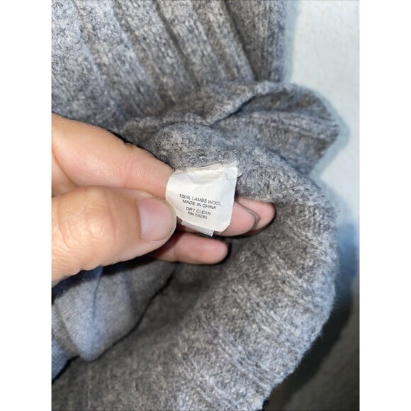 Vintage Express Lambs Wool Full Zip Cardigan Sweater Cable Knit Chunky L Gray - Picture 9 of 10